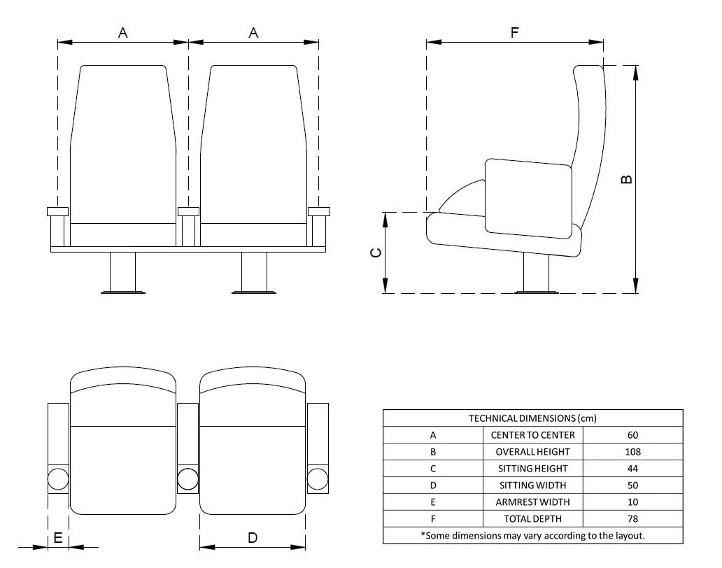 Aquamarine Cinema Chair Technical Image